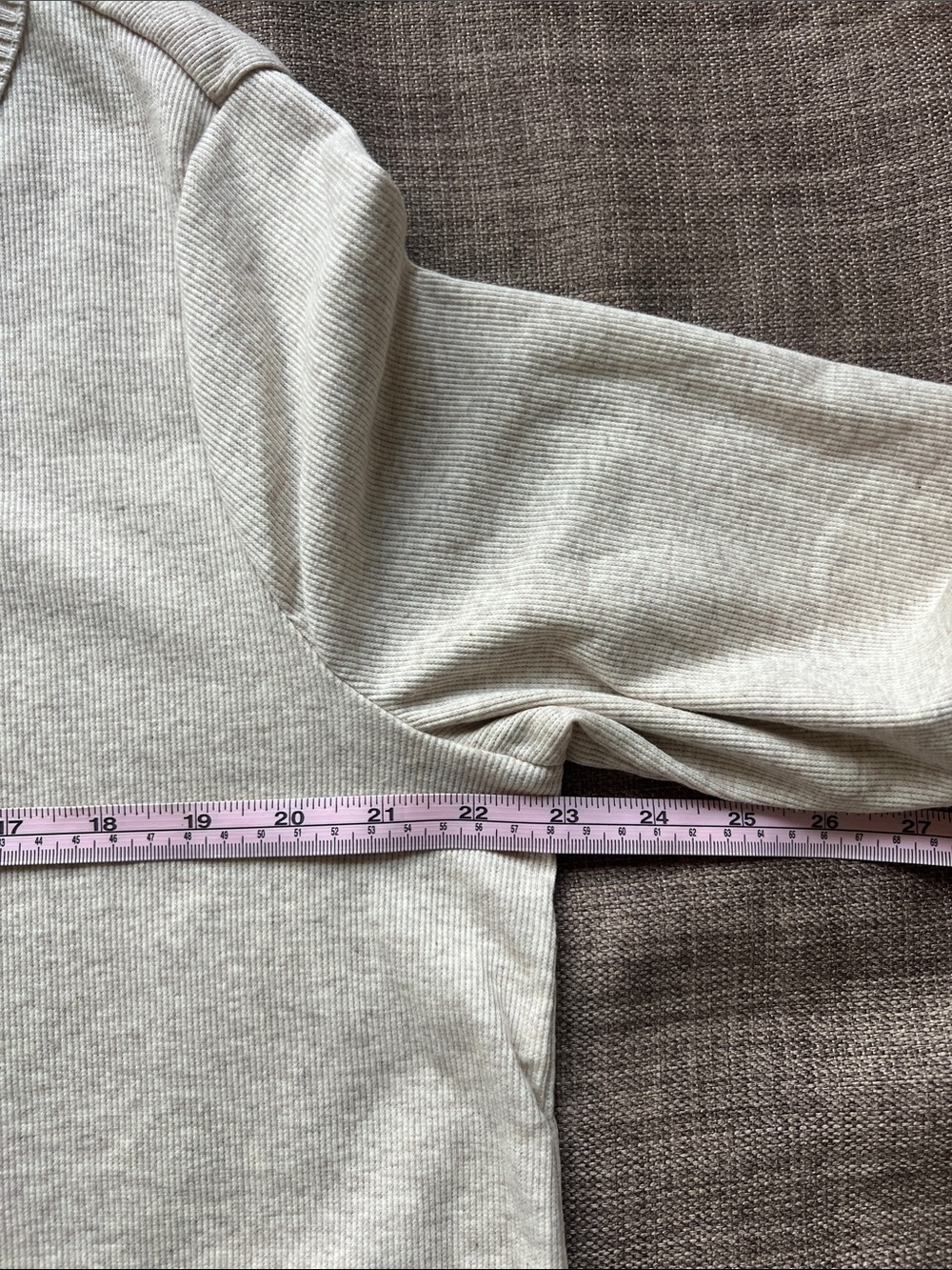 Rafaella Neutral Cream Split V Pullover Sweatshirt - Picture 6 of 7